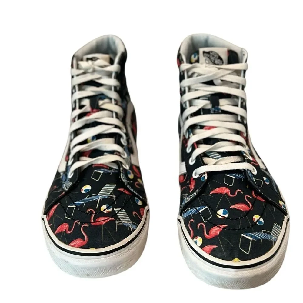 Vans Sk8-Hi Flamingo Print High Top Sneakers Casual Streetwear Skate Shoes Sz 12